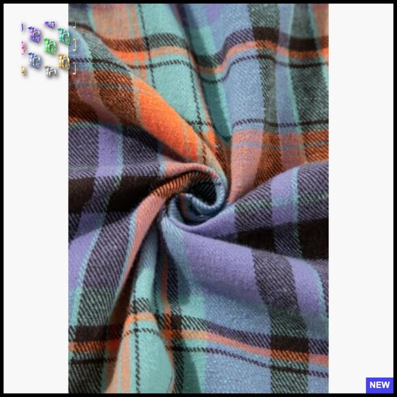 Loose Fit Boyfriend Flannel Shirt Classic Plaid Button Down Blouse Top - Picture 5 of 7